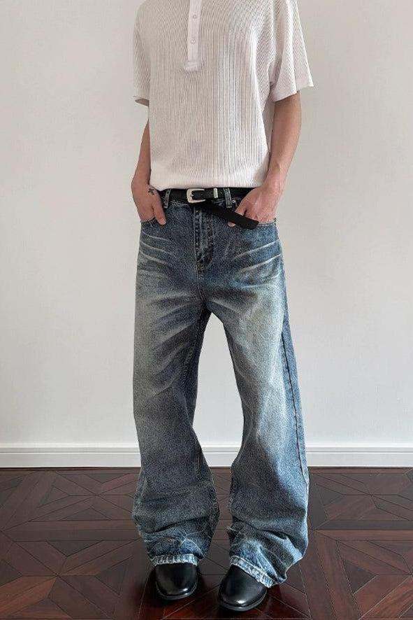 Whisker Lines Straight Jeans Korean Street Fashion Jeans By A PUEE Shop Online at OH Vault