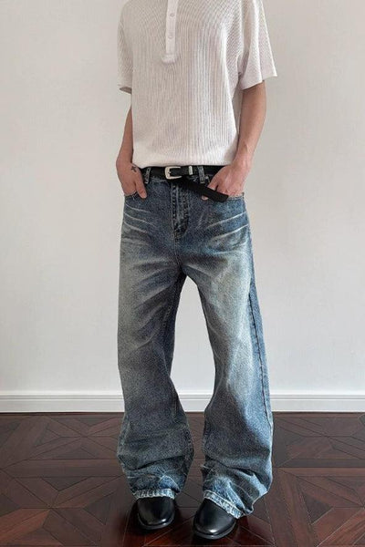 Whisker Lines Straight Jeans Korean Street Fashion Jeans By A PUEE Shop Online at OH Vault