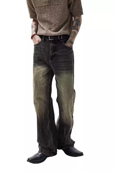 Muddy Faded Straight Leg Jeans Korean Street Fashion Jeans By Ash Dark Shop Online at OH Vault