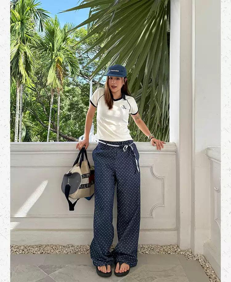 Polka Dots Waist String Jeans Korean Street Fashion Jeans By Made Extreme Shop Online at OH Vault