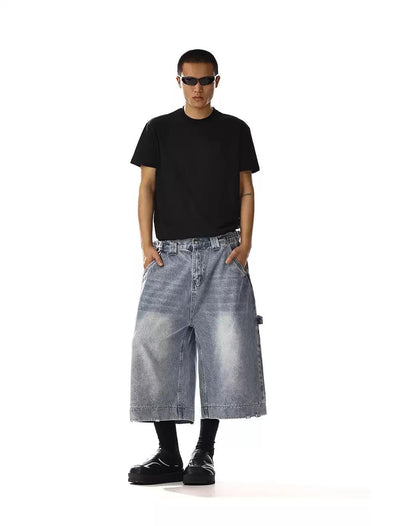 Washed Strapped Waist Denim Shorts Korean Street Fashion Shorts By MEBXX Shop Online at OH Vault
