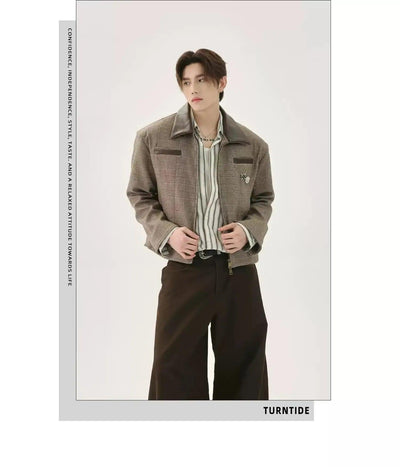 Shoulder Pad Checkered Jacket Korean Street Fashion Jacket By Turn Tide Shop Online at OH Vault