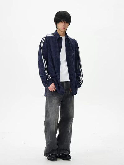 Side Bar Plaid Shirt Korean Street Fashion Shirt By 77Flight Shop Online at OH Vault