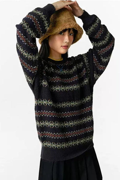 Patterned Style Detail Sweater Korean Street Fashion Sweater By Crying Center Shop Online at OH Vault