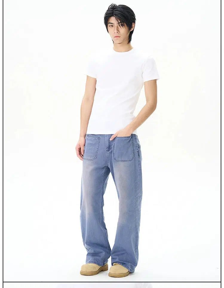 Washed Reversed Pocket Jeans Korean Street Fashion Jeans By 77Flight Shop Online at OH Vault