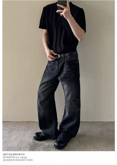 Water Ripple Straight Jeans Korean Street Fashion Jeans By MaxDstr Shop Online at OH Vault