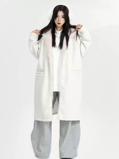 Faux Fur Trimmed Long Coat Korean Street Fashion Long Coat By INS Korea Shop Online at OH Vault