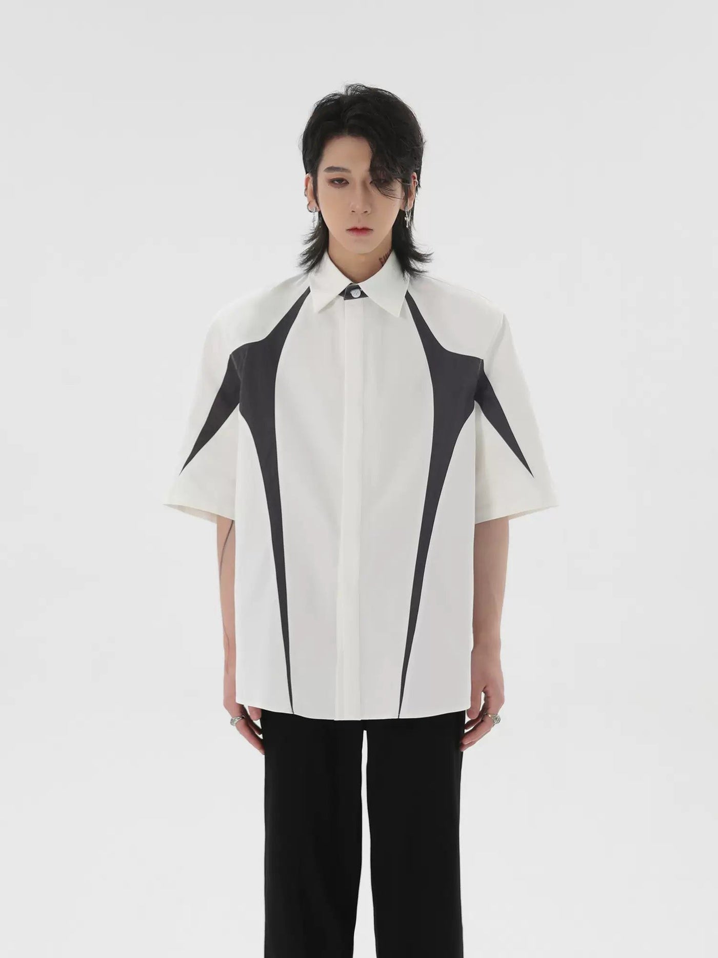 Contrast Blades Spliced T-Shirt Korean Street Fashion T-Shirt By HARH Shop Online at OH Vault