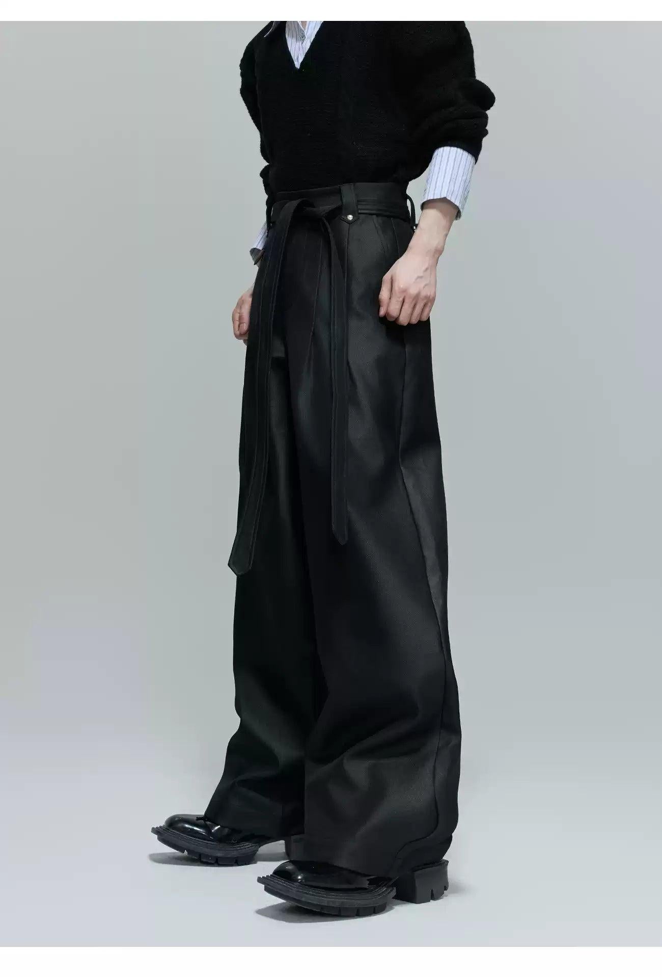 Strap Belt Wide Leg Sheer Pants Korean Street Fashion Pants By Argue Culture Shop Online at OH Vault