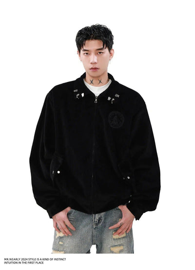 Embroidered Logo Corduroy Jacket Korean Street Fashion Jacket By Mr Nearly Shop Online at OH Vault