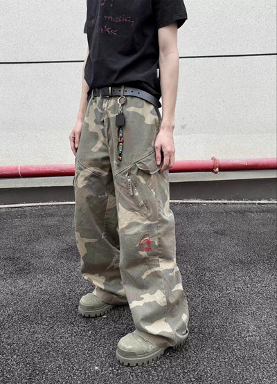 Structured Camouflage Cargo Jeans Korean Street Fashion Jeans By Ash Dark Shop Online at OH Vault