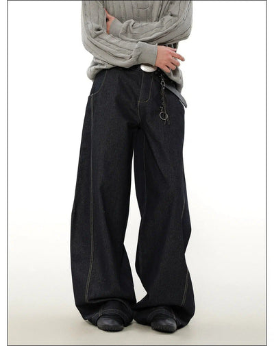 Stitched Wide Leg Inverted Jeans Korean Street Fashion Jeans By Mr Nearly Shop Online at OH Vault