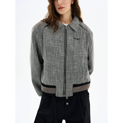 Houndstooth Knitted Hem Jacket Korean Street Fashion Jacket By MaxDstr Shop Online at OH Vault