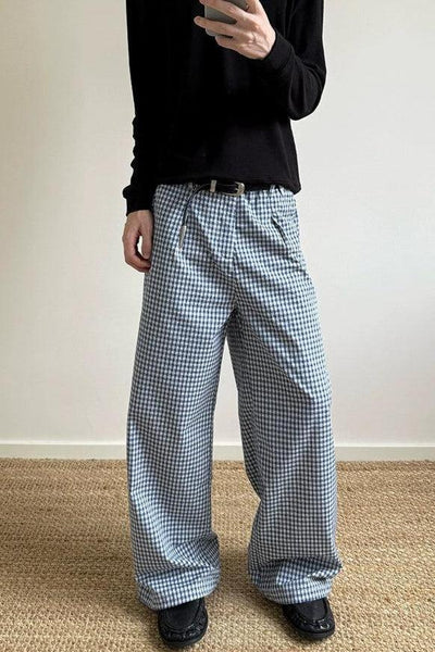 Checkered Wide Leg Pants Korean Street Fashion Pants By A PUEE Shop Online at OH Vault