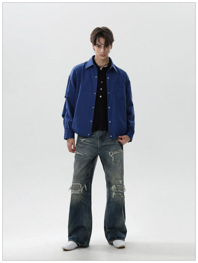 Solid Front Pocket Snap Buttoned Shirt Korean Street Fashion Shirt By Mr Nearly Shop Online at OH Vault