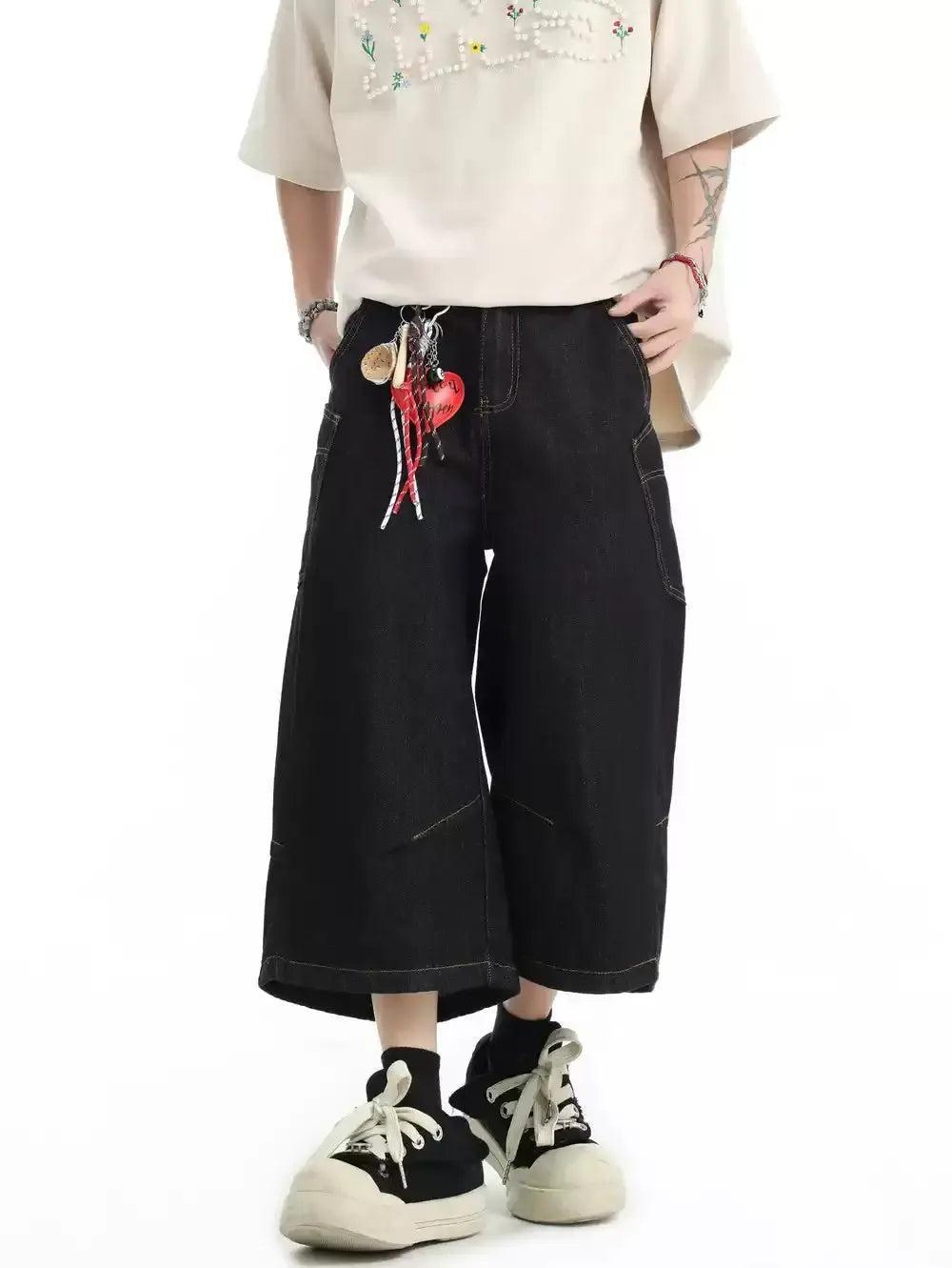 Multi-Pocket Washed Denim Shorts Korean Street Fashion Shorts By INS Korea Shop Online at OH Vault