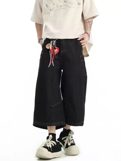 Multi-Pocket Washed Denim Shorts Korean Street Fashion Shorts By INS Korea Shop Online at OH Vault