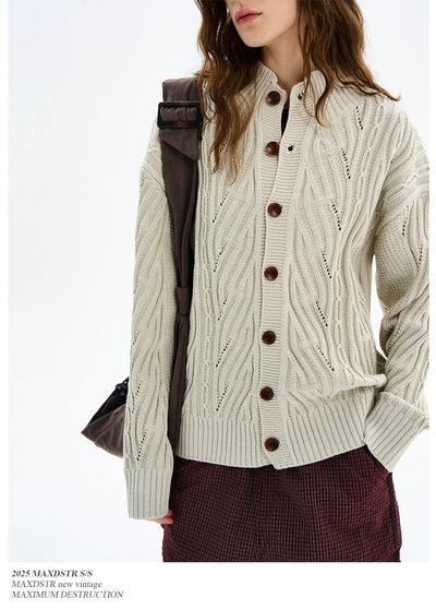 Textured Ribbed Knit Cardigan Korean Street Fashion Cardigan By MaxDstr Shop Online at OH Vault