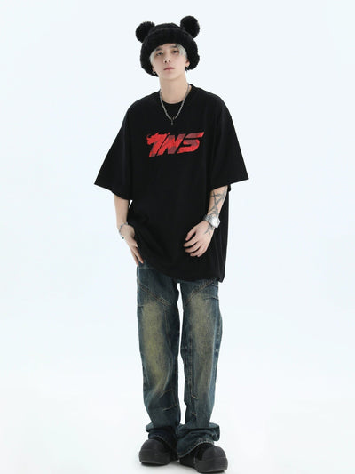 Embossed Dragon Logo T-Shirt Korean Street Fashion T-Shirt By INS Korea Shop Online at OH Vault