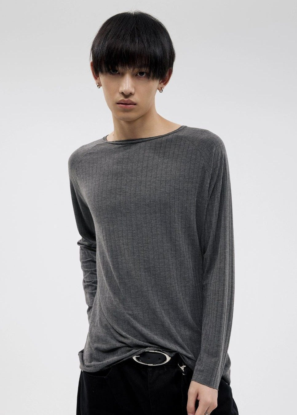 Plain Color Relaxed Long Sleeve T-Shirt Korean Street Fashion T-Shirt By Funky Fun Shop Online at OH Vault