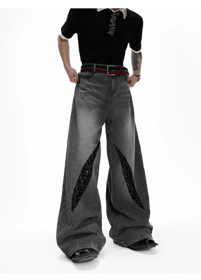 Washed Glitz Contrast Jeans Korean Street Fashion Jeans By Argue Culture Shop Online at OH Vault
