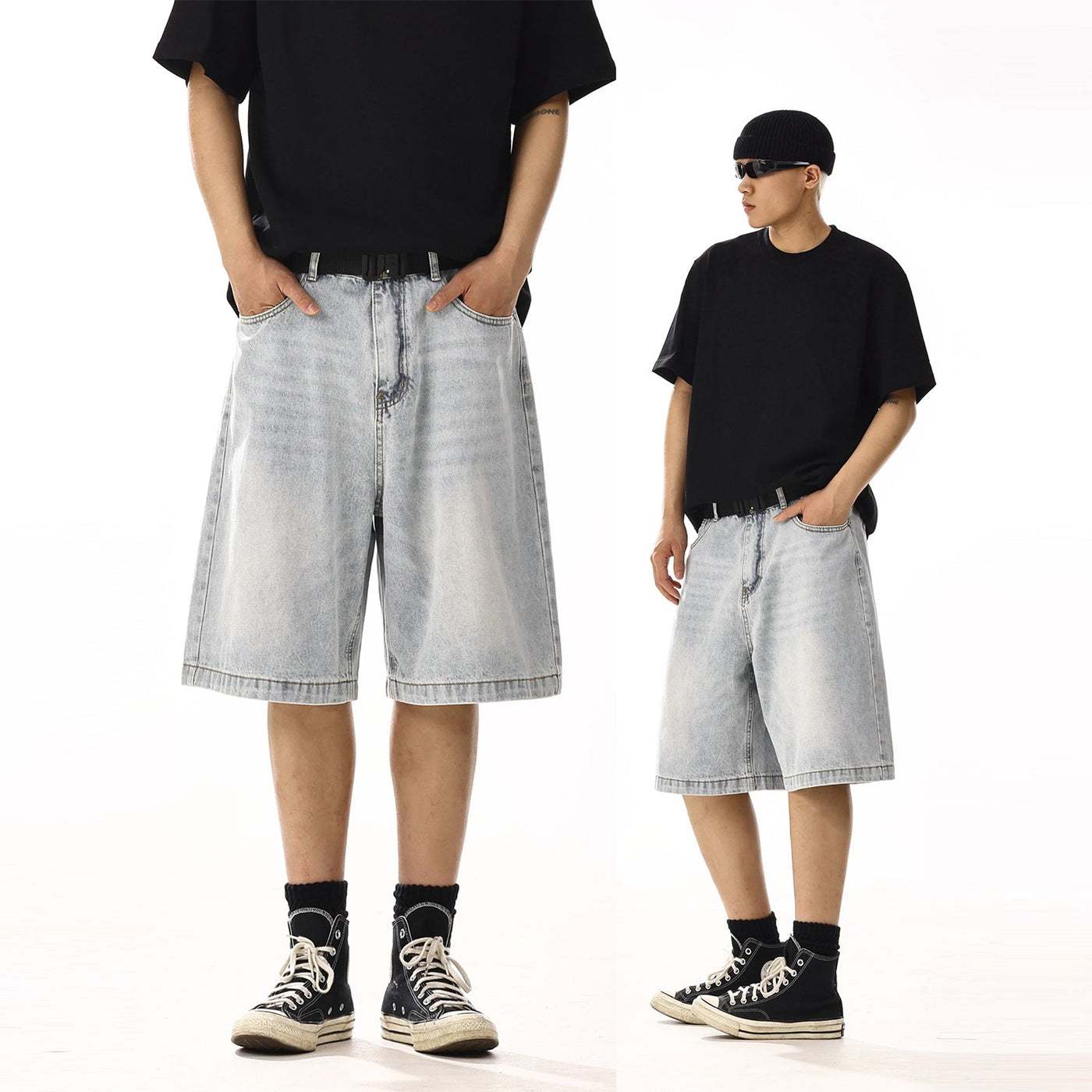 Faded Whiskers Denim Shorts Korean Street Fashion Shorts By MEBXX Shop Online at OH Vault
