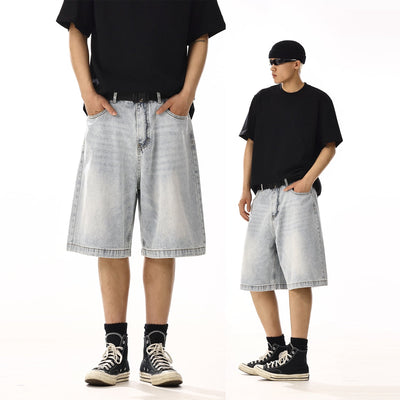Faded Whiskers Denim Shorts Korean Street Fashion Shorts By MEBXX Shop Online at OH Vault