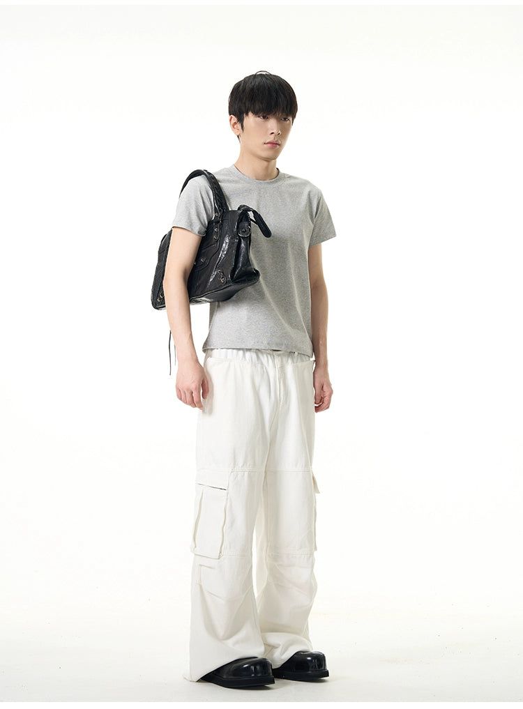 Elasticated Clean Fit Cargo Pants Korean Street Fashion Pants By 77Flight Shop Online at OH Vault