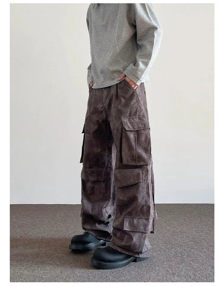 Multi-Pocket Straight Cargo Pants Korean Street Fashion Pants By A PUEE Shop Online at OH Vault