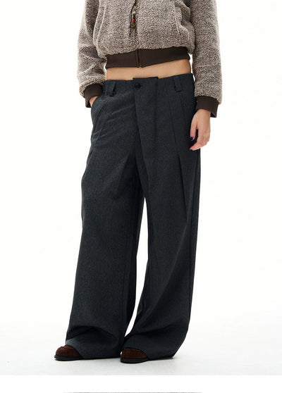 Asymmetric Pleated Trousers Korean Street Fashion Trousers By 77Flight Shop Online at OH Vault