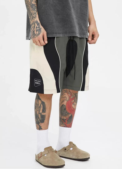 Spliced Curved Shapes Shorts Korean Street Fashion Shorts By Face2Face Shop Online at OH Vault