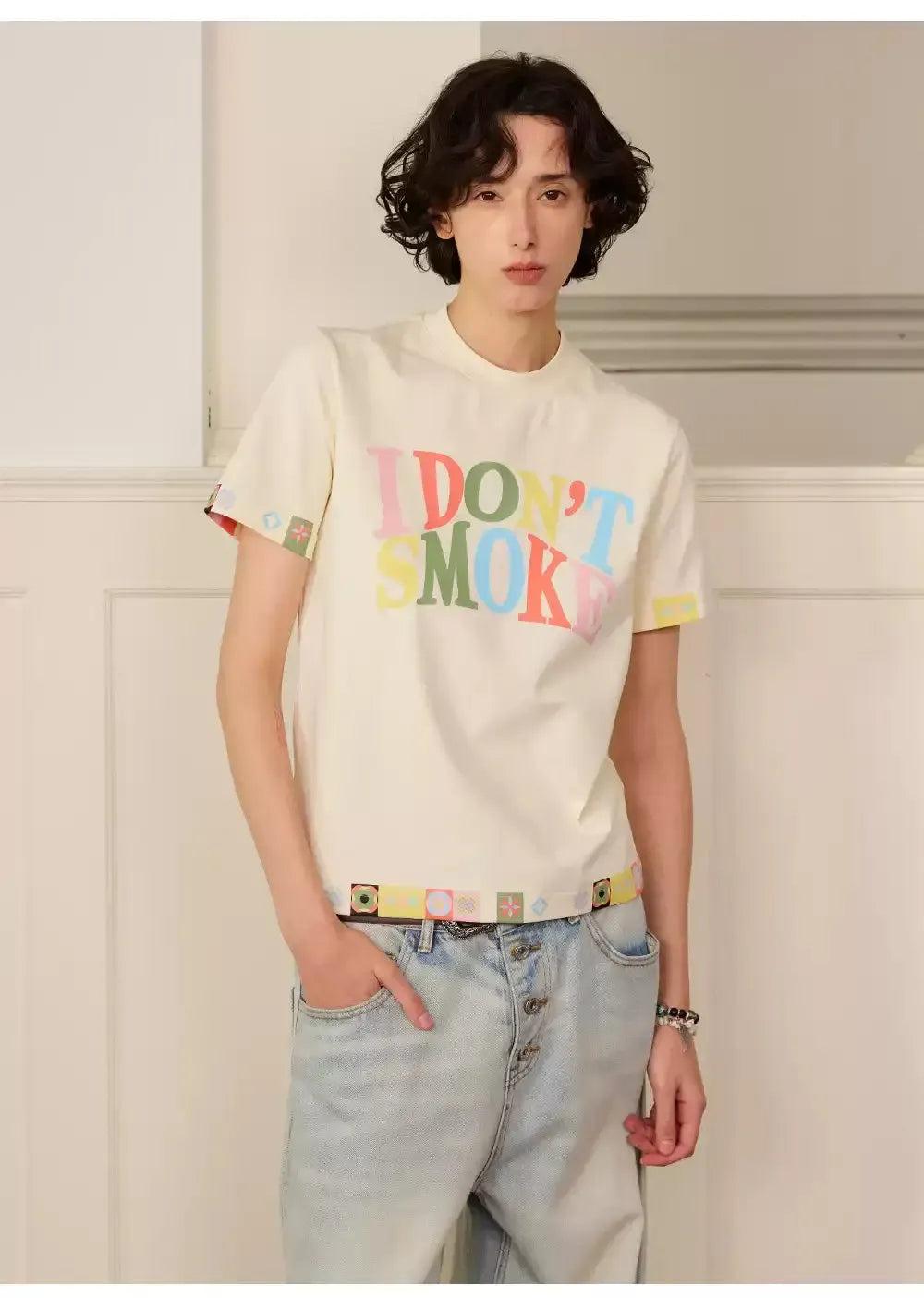 Blurred Color Logo T-Shirt Korean Street Fashion T-Shirt By Donsmoke Shop Online at OH Vault