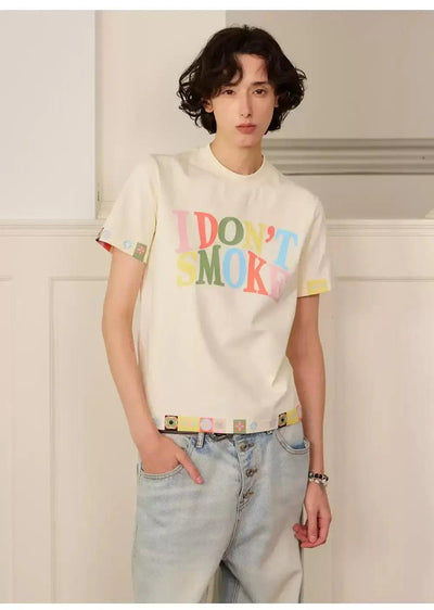 Blurred Color Logo T-Shirt Korean Street Fashion T-Shirt By Donsmoke Shop Online at OH Vault