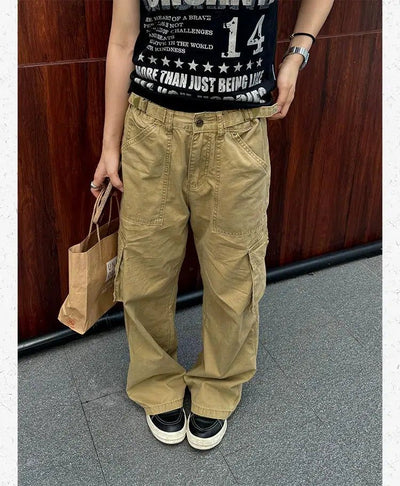 Buckled Washed Cargo Pants Korean Street Fashion Pants By Made Extreme Shop Online at OH Vault