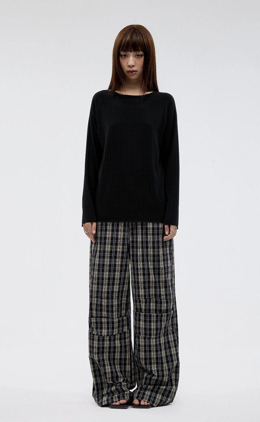 Plaid Pattern Detail Pants