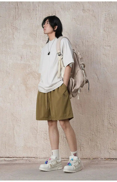 Drawstring Nylon Knee Shorts Korean Street Fashion Shorts By BE Just Hug Shop Online at OH Vault