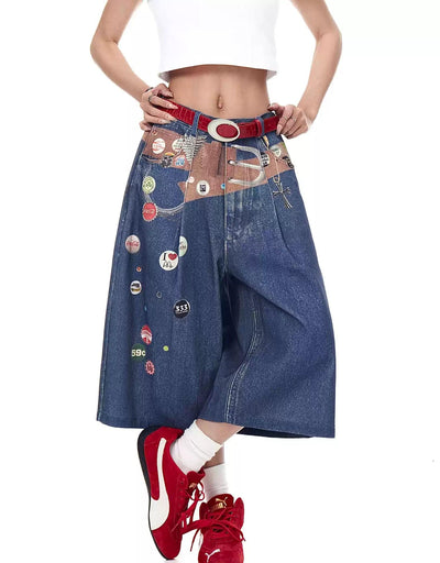 Retro Prints Denim Shorts Korean Street Fashion Shorts By Blacklists Shop Online at OH Vault