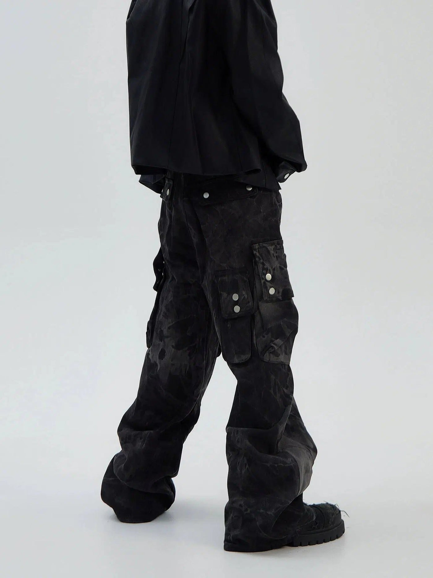 Tie-Dyed Multi-Pocket Cargo Pants Korean Street Fashion Pants By Ash Dark Shop Online at OH Vault