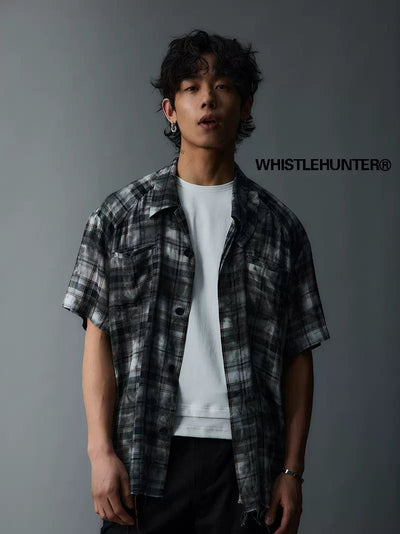 Distressed Ends Plaid Shirt Korean Street Fashion Shirt By Whistle Hunter Shop Online at OH Vault