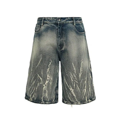 Washed Lines Effect Denim Shorts Korean Street Fashion Shorts By ANTIDOTE Shop Online at OH Vault