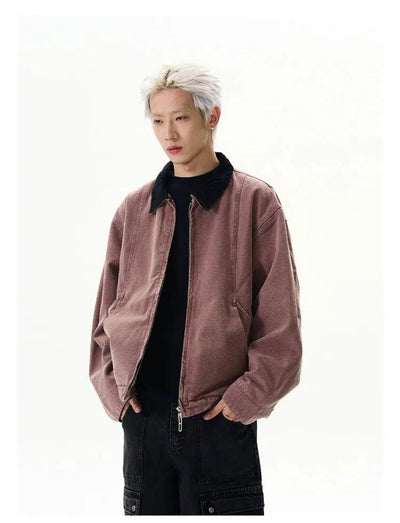 Distressed Fade Lapel Contrast Denim Jacket Korean Street Fashion Jacket By A PUEE Shop Online at OH Vault