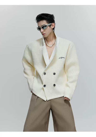 Double Breast Tweed Blazer Korean Street Fashion Sweater By Argue Culture Shop Online at OH Vault