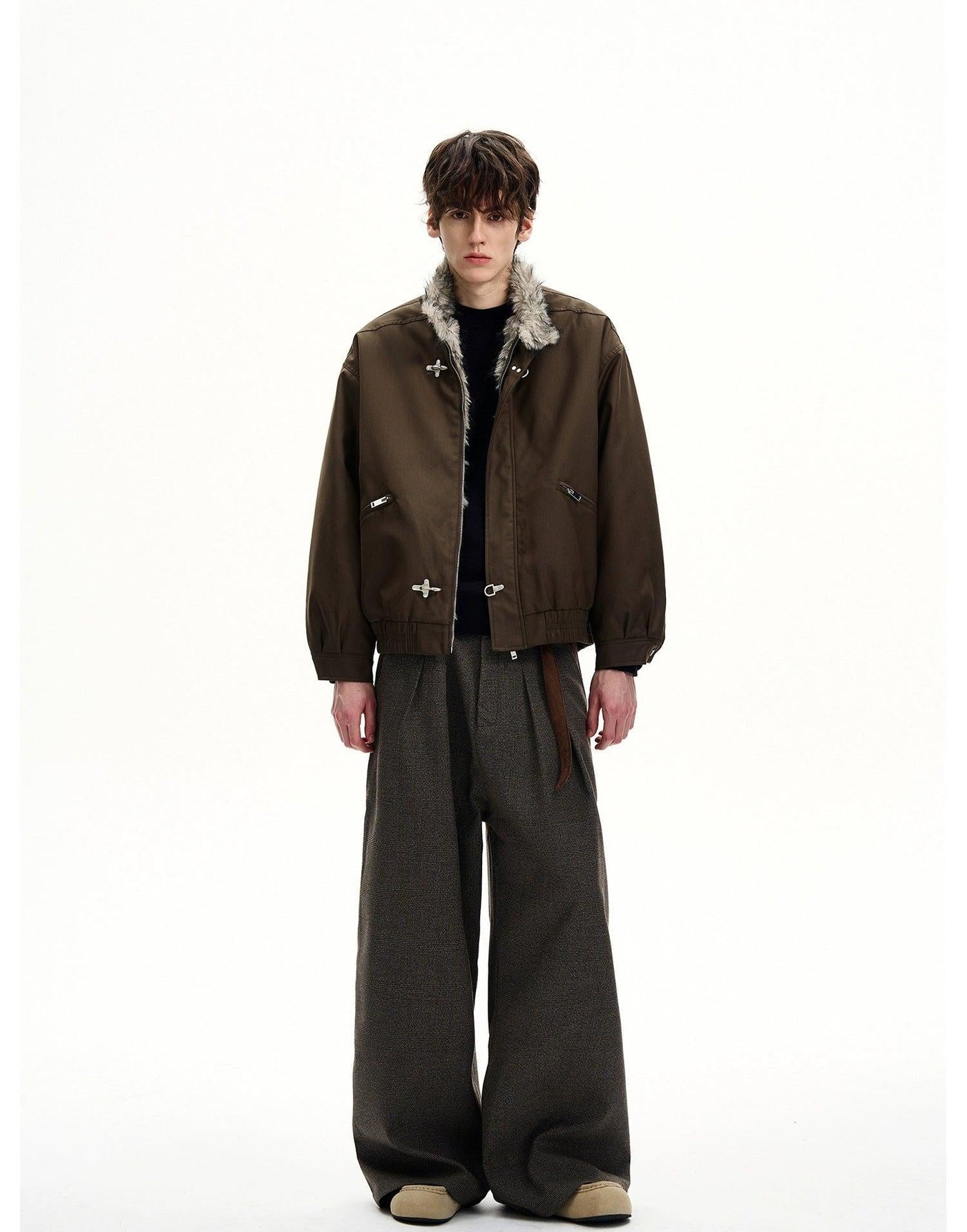 Furry Collar Fireman Clasp Jacket Korean Street Fashion Jacket By MaxDstr Shop Online at OH Vault