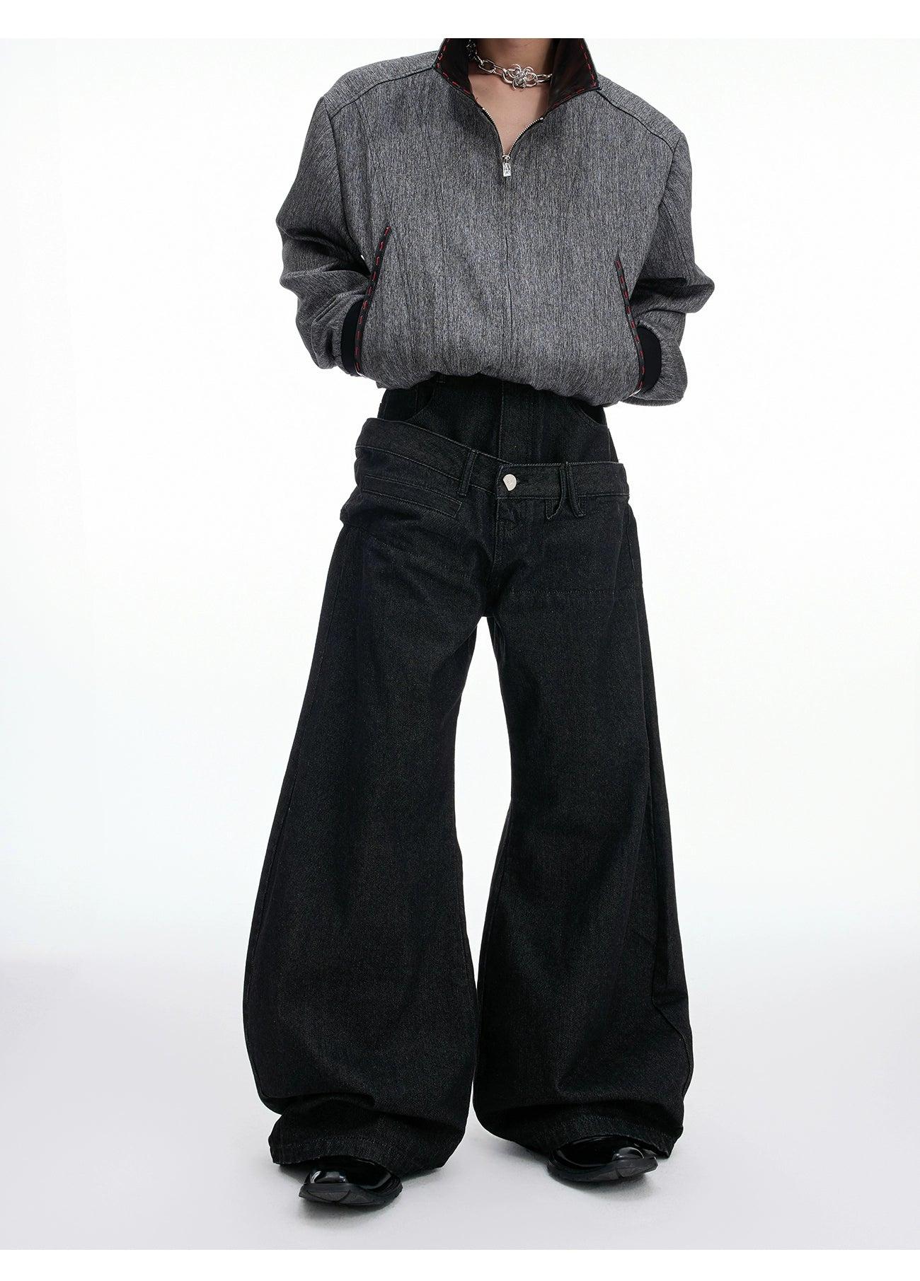 Double-Waist Wide Leg Jeans Korean Street Fashion Jeans By Argue Culture Shop Online at OH Vault
