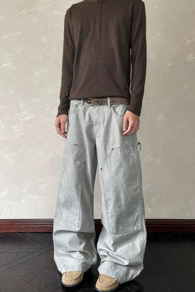 Minimal Splatters Wide Jeans Korean Street Fashion Jeans By A PUEE Shop Online at OH Vault