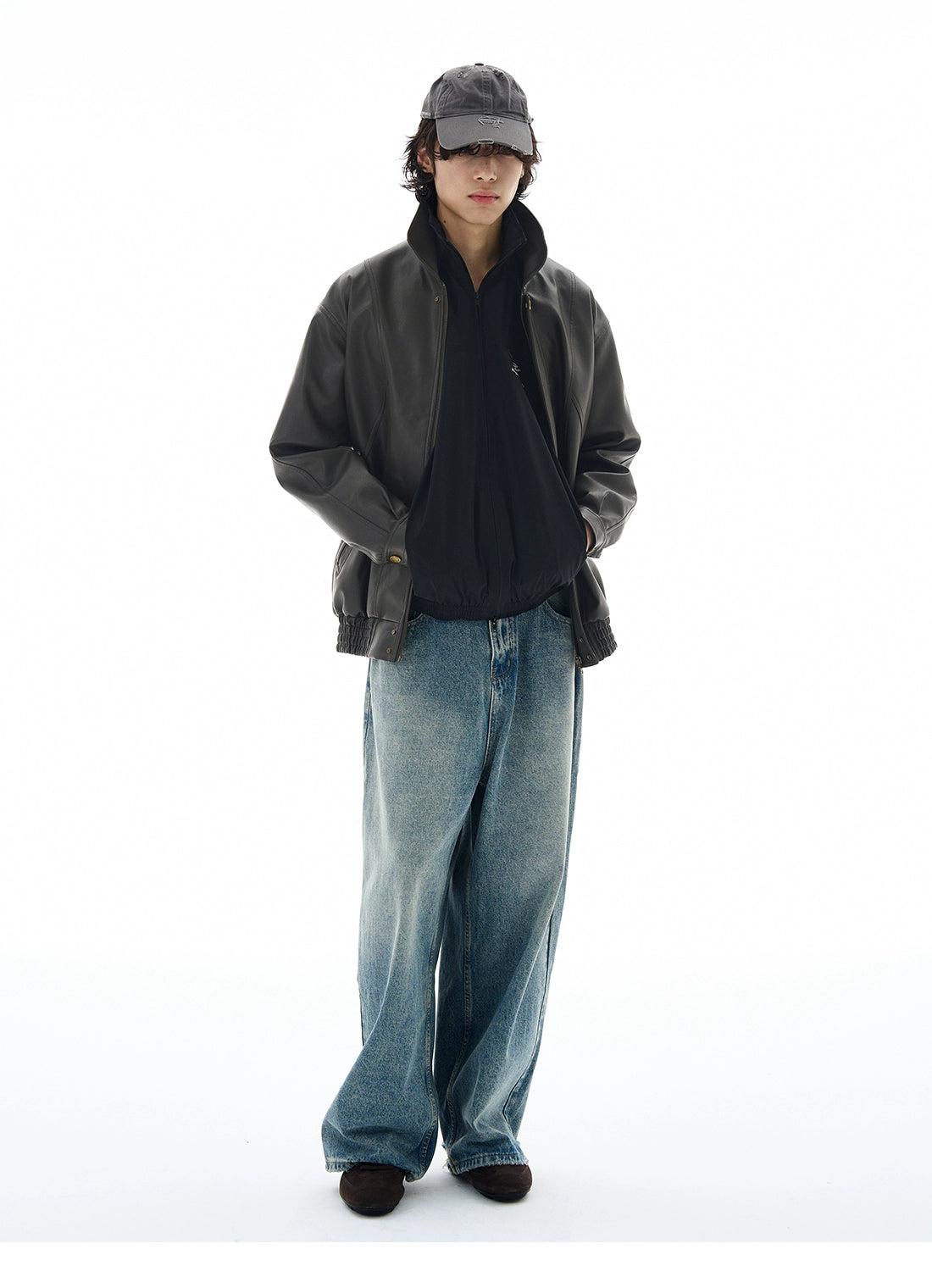 Structured PU Leather Jacket Korean Street Fashion Jacket By 77Flight Shop Online at OH Vault