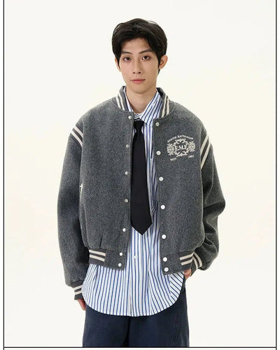 Chic Embroidered Varsity Jacket Korean Street Fashion Jacket By 77Flight Shop Online at OH Vault