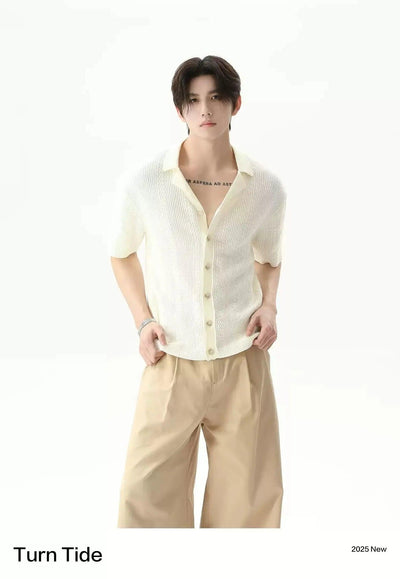 Cable Knit Lapel Cardigan Korean Street Fashion Shirt By Turn Tide Shop Online at OH Vault