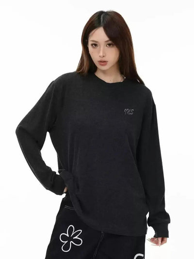 Versatile Relaxed Fit L/S T-Shirt Korean Street Fashion T-Shirt By INS Korea Shop Online at OH Vault