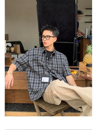 Classic Plaid Buttoned Shirt Korean Street Fashion Shirt By Poikilotherm Shop Online at OH Vault